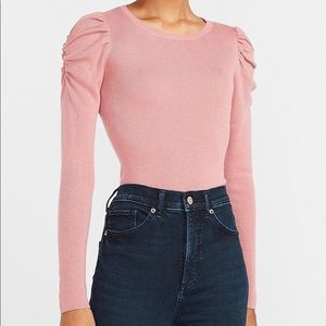 Small RUCHED SLEEVE CREW NECK SWEATER - tried on, never worn